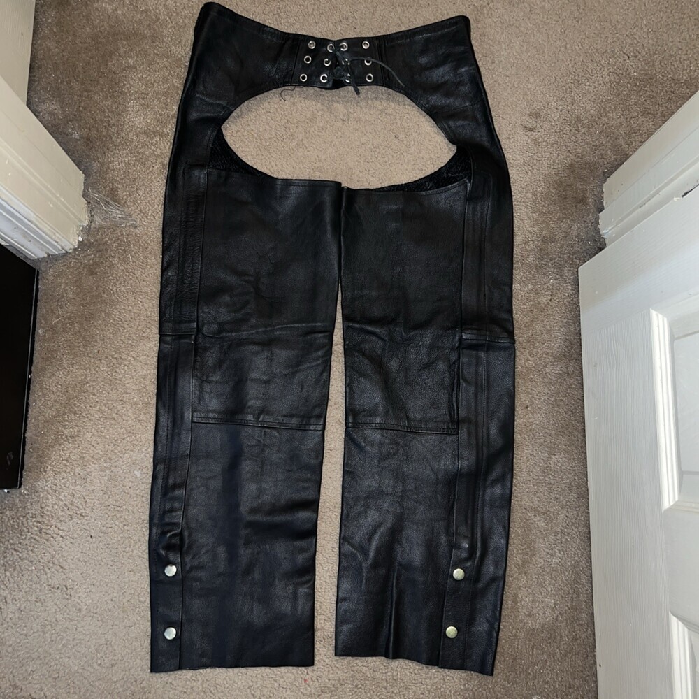 Genuine Leather Chaps Size Small Motorcycle Sz 34x26